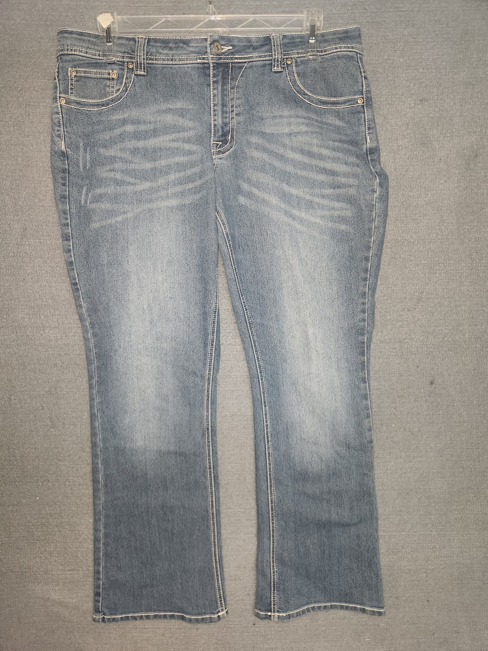 Women's Light Blue Bootcut Jeans - Stretch Mid-Rise #382